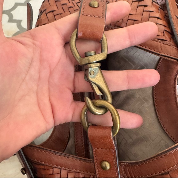 👜 Cole Haan Genevieve Woven Leather Handbag – Saddle Brown - Picture 7 of 11